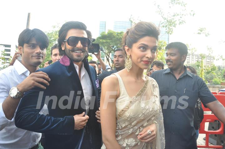 Ranveer Singh and Deepika Padukone arrive at the Trailer Launch of Ram Leela