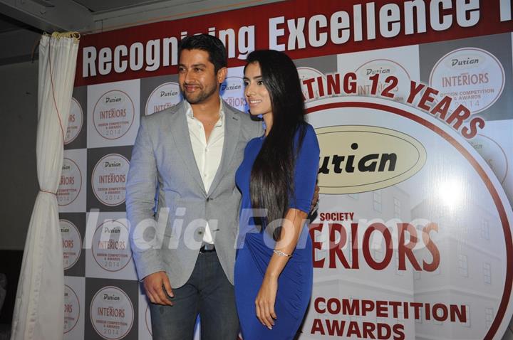 Aftab Shivdasani with his fiance Nin Dusanj at the launch of the Awards