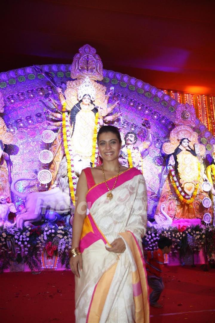 Kajol was seen at Bombay Sarbojanin Durga Puja