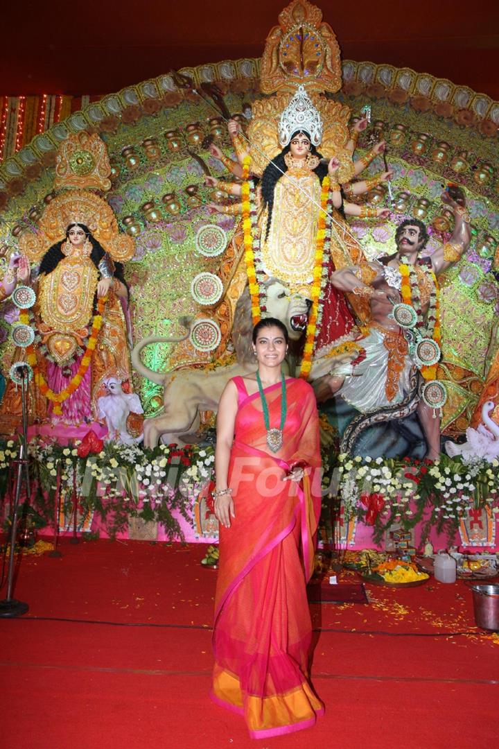 Kajol at the Durga Pooja celebrations