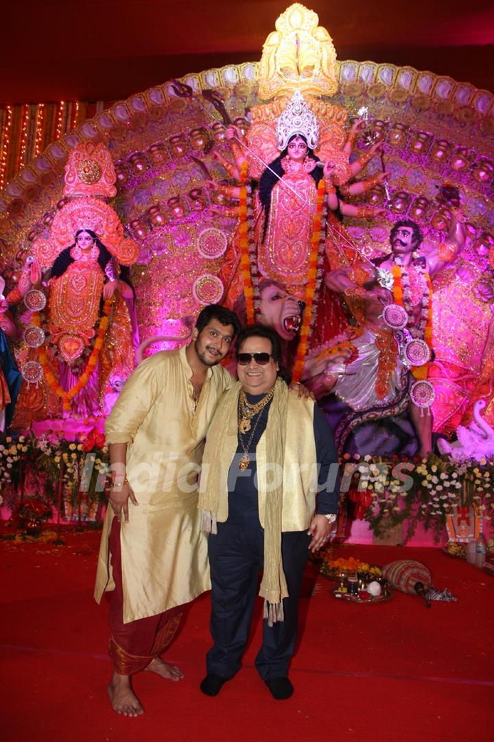 Bappi and Bappa Lahiri at the Durga Pooja celebrations