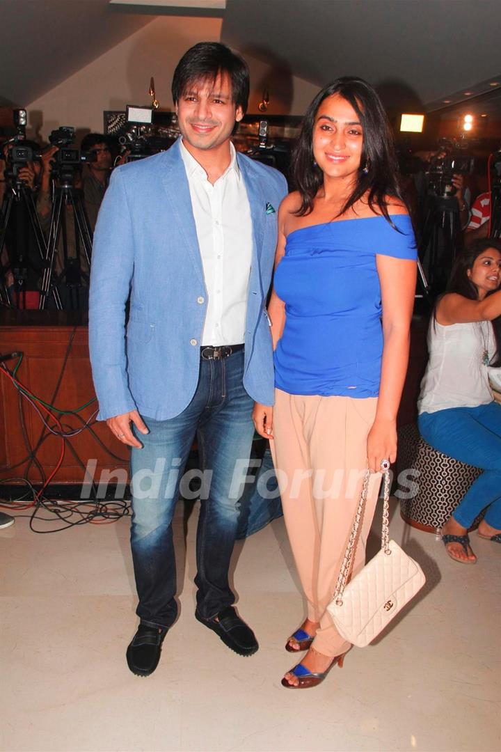 Vivek Oberoi and his wife at the Grand Masti Success Party