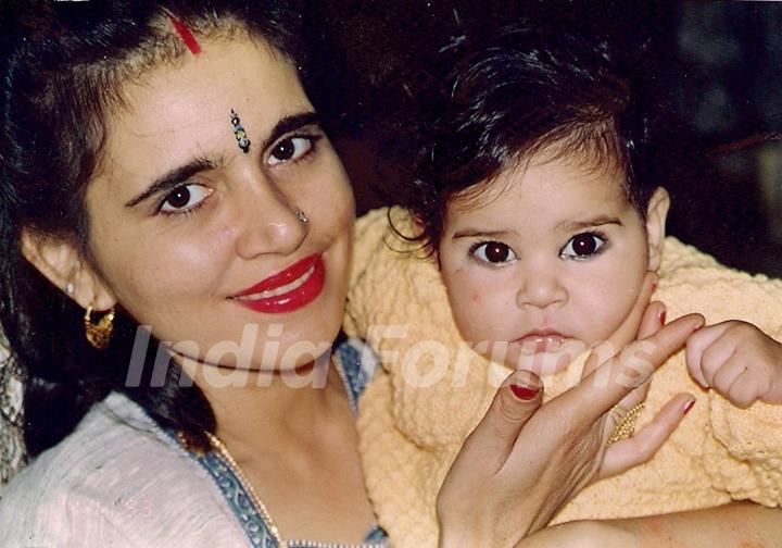 Shivshakti Sachdev as a kid with her mom