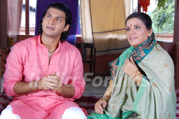 Bhusan with his mother