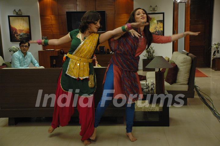 Radhika and Dolly practising dance