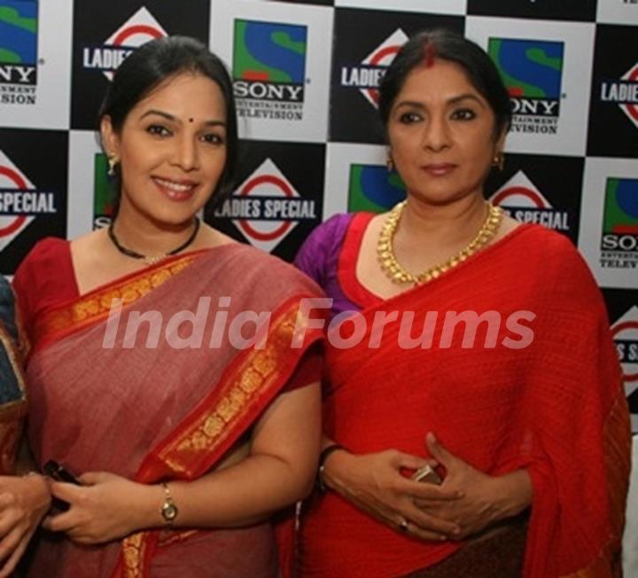 Shubha and Nanda in the launch party of Ladies Special