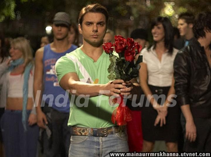 Sohail Khan with red roses