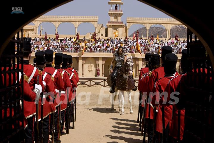 A still scene from Veer movie