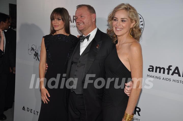 Hollywood Actress Sharon Stone & Hilary Swank at the inauguration of amfAR India event at Hotel Taj Mahal Palace in Mumbai