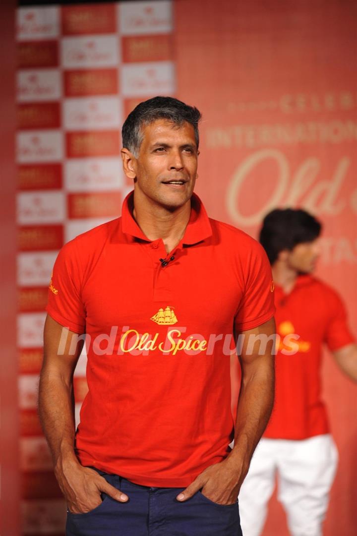 Milind Soman sports the grey shade amazingly well at the Launch of the Old Spice deodorant