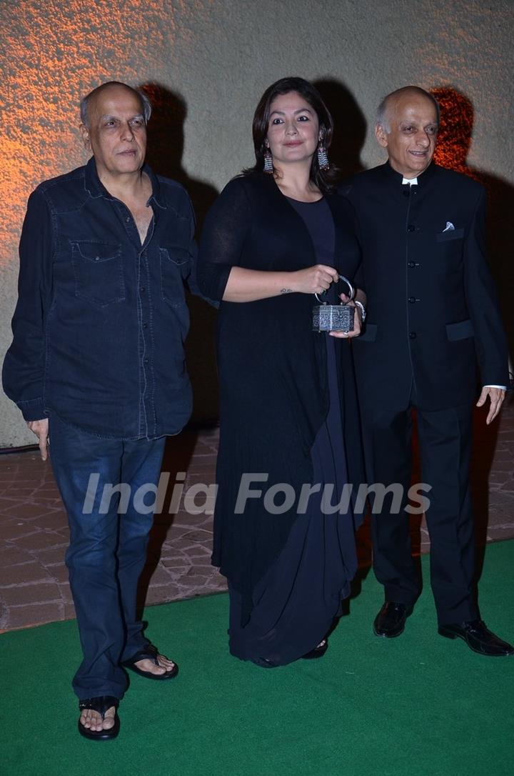 Mahesh, Pooja, and Mukesh Bhatt at Vishesh Bhatt's Wedding Reception