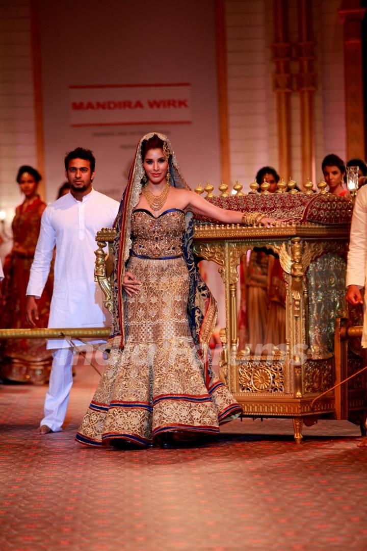 Sophie Chowdhary walks the ramp at the Aamby Valley India Bridal Fashion Week - Day 5