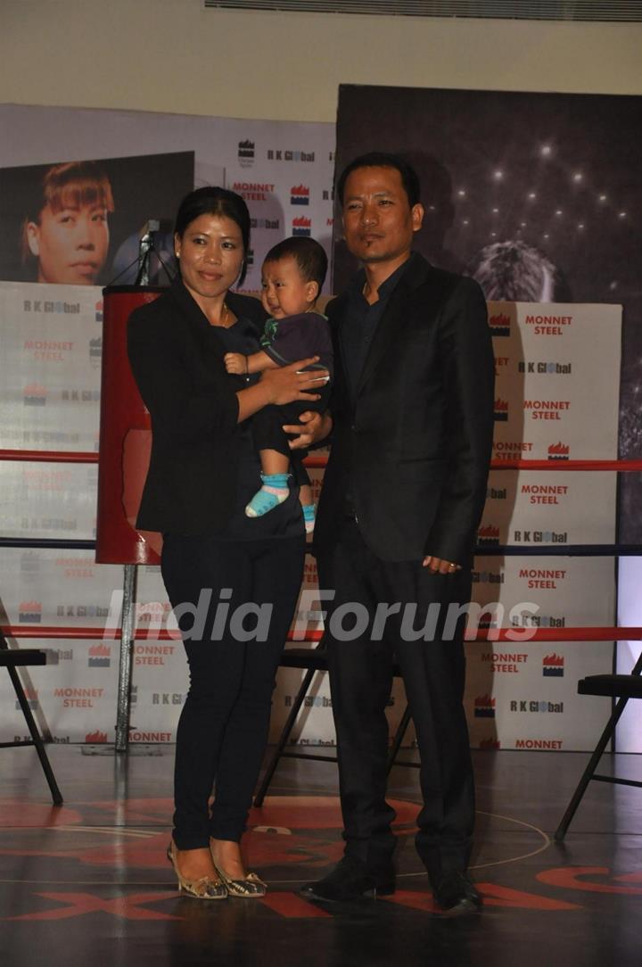 Mary Kom with her family at the launch