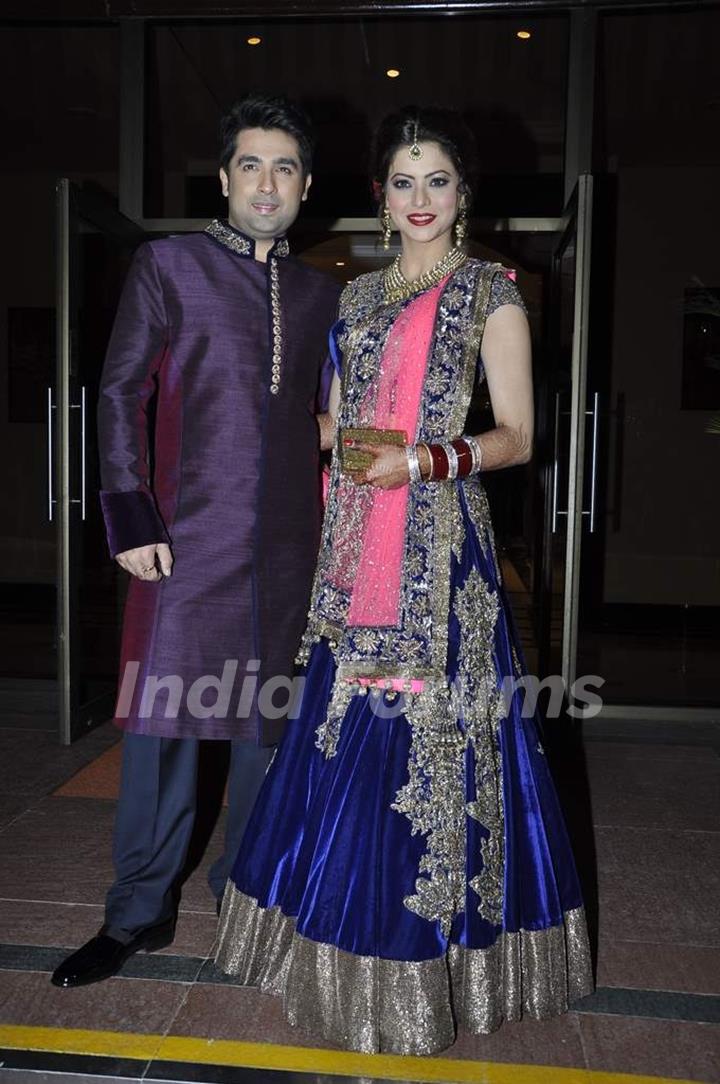 Amna Shariff with her husband at the Wedding Reception