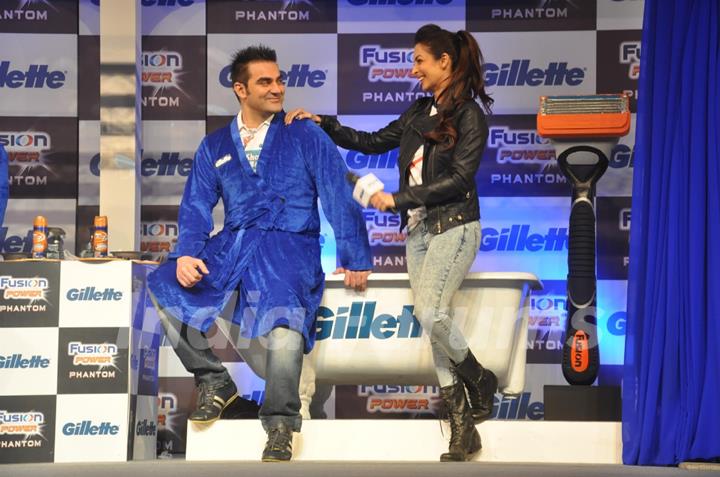 Arbaaz Khan and Malaika Arora Khan at the launch of Gillette Fusion Power Phantom