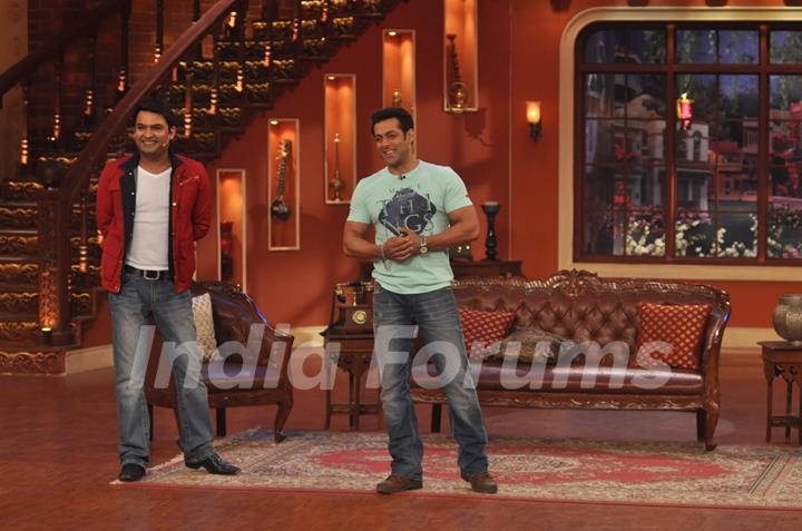 Salman Khan during Jai Ho Promptions on Comedy Night With Kapil