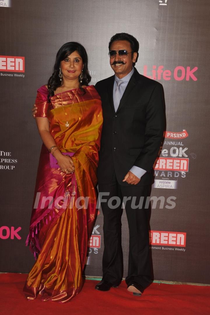 Gulshan Grover with his wife at the 20th Annual Life OK Screen Awards