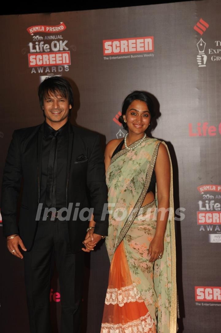 Vivek Oberoi with his wife at the 20th Annual Life OK Screen Awards