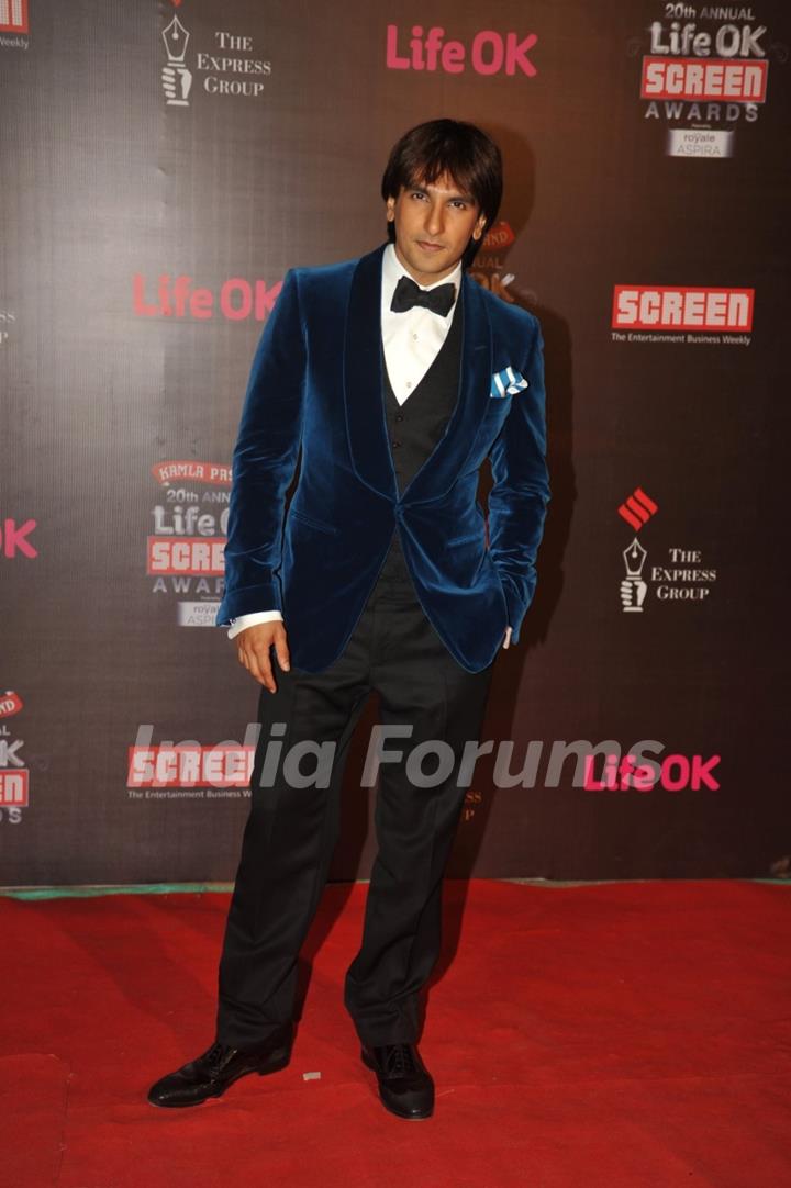 Ranveer Singh was seen at the 20th Annual Life OK Screen Awards