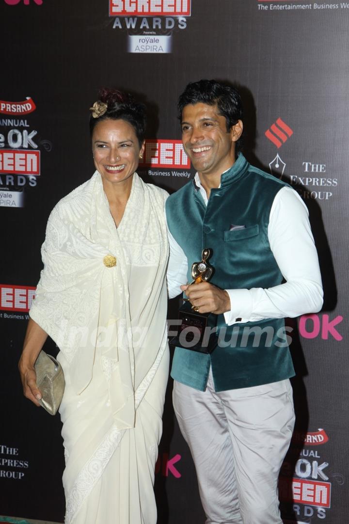 Adhuna and Farhan Akhtar were at the 20th Annual Life OK Screen Awards
