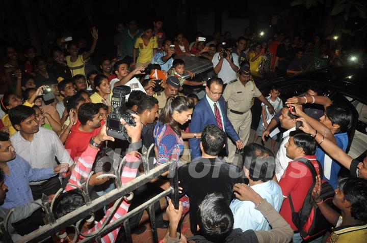 The crowd gathers around Deepika Padukone at the launch