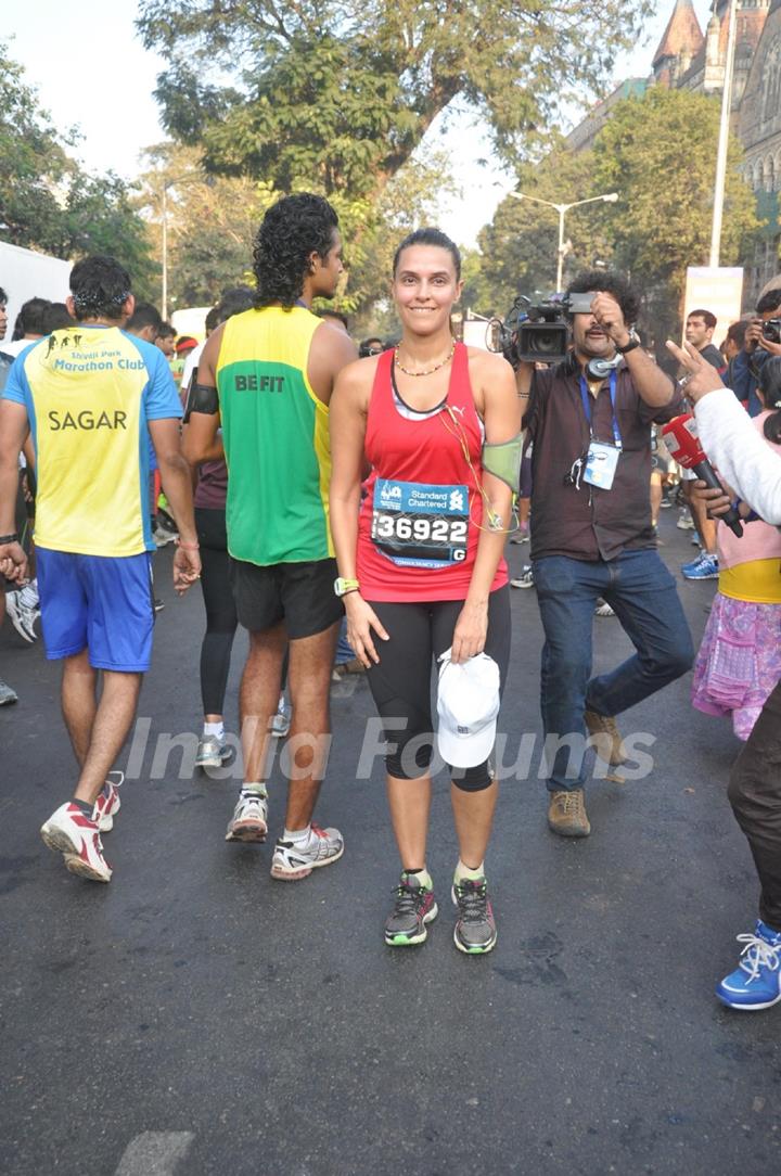 Neha Dhupia at the Mumbai Marathon 2014