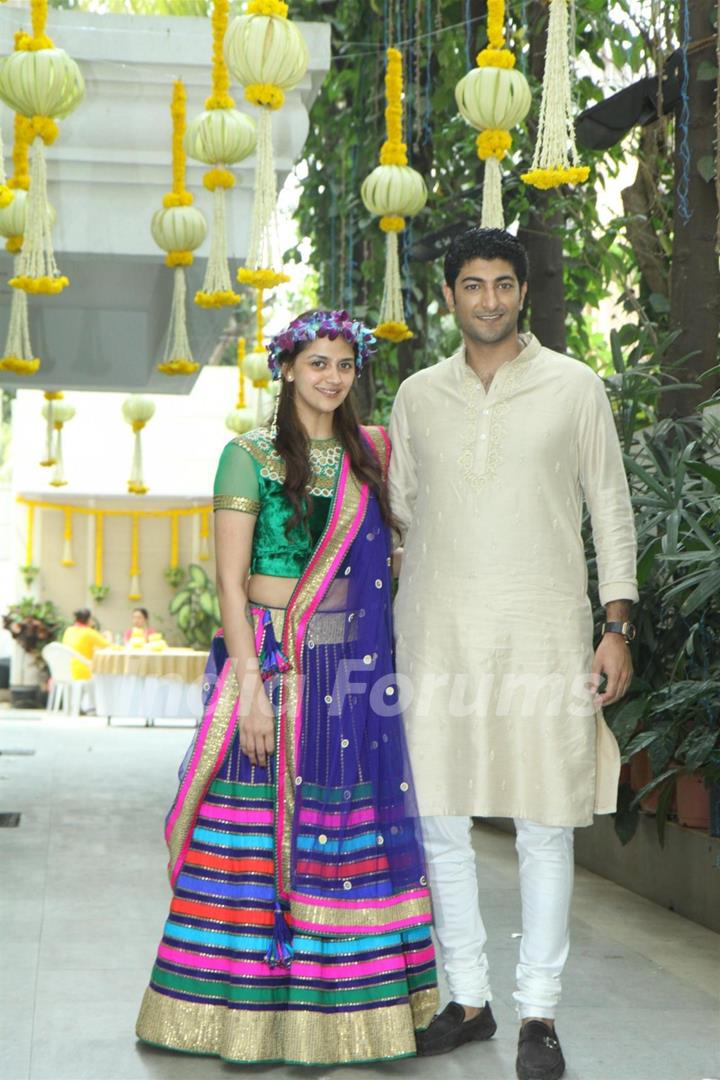 Ahana Deol and her fiance Vaibhav Arora at the Mehendi Function