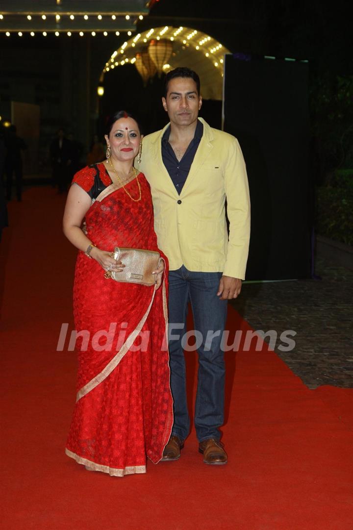 Sudhanshu Pandey with his wife at the Sangeet Ceremony