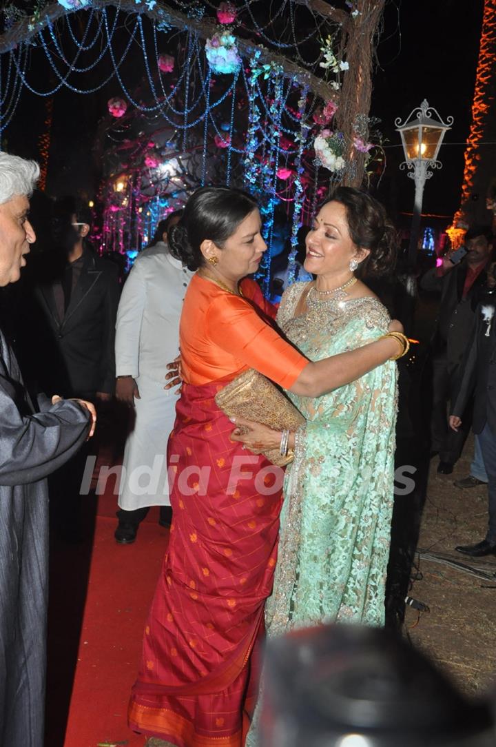 Shabana Azmi and Hema Malini share a warm hug