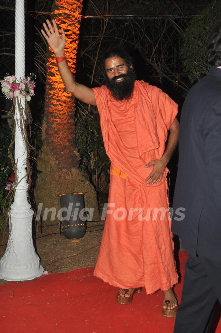 Ramdev Baba was seen at Ahana Deol & Vaibhav Vora's Wedding