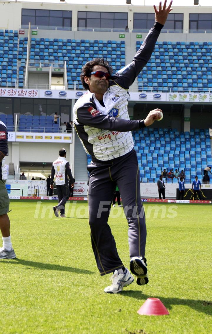 Bobby Deol practices at the CCL Dubai match