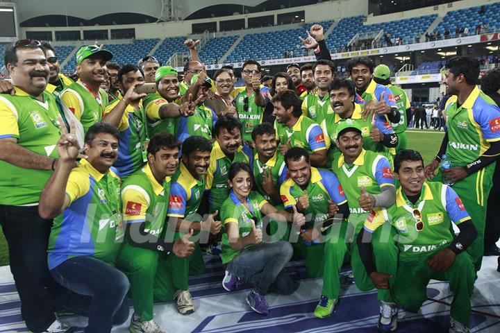 The Kerala Strikers team pose for a picture