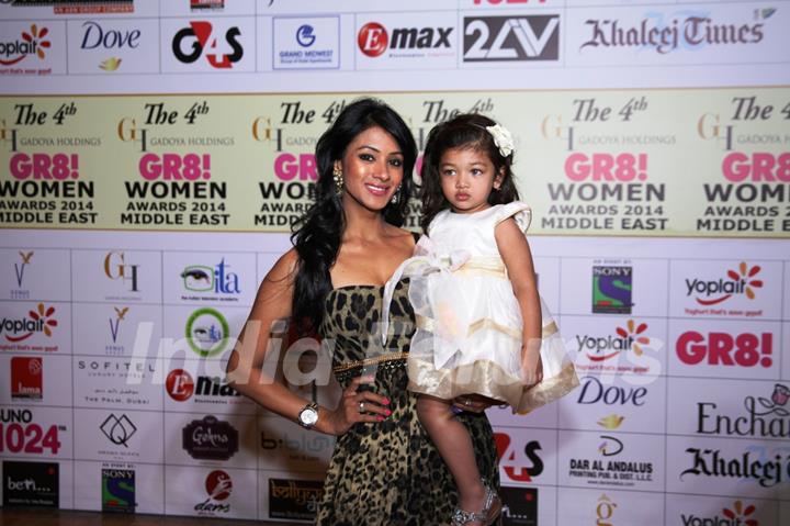 Barkha Bisht with her daughter was seen at the 4th GR8! Women Awards 2014