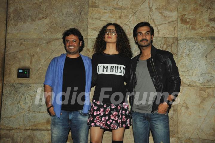 Vikas Bahl, Kangana Ranaut and Rajhummar Rao were at the Special screening of Queen