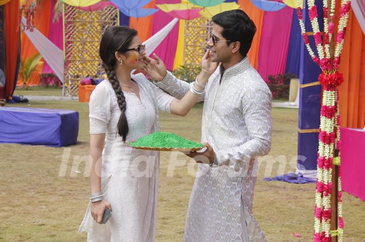 Drashti Dhami and Gunjan Uttreja at Colors Holi Party