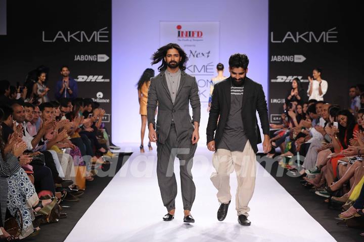 Ujjwal Dubey shows his work on the ramp of LFW