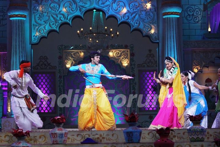 Mishakt Varma and Kanchi Singh during a raas-leela performance on Zee TV Holi Mahotsav