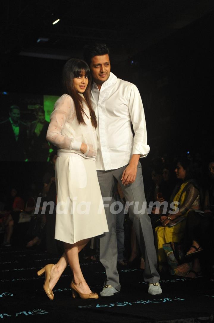 Ritesh and Genelia were seen at Lakme Fashion Week Summer Resort 2014 Day 2