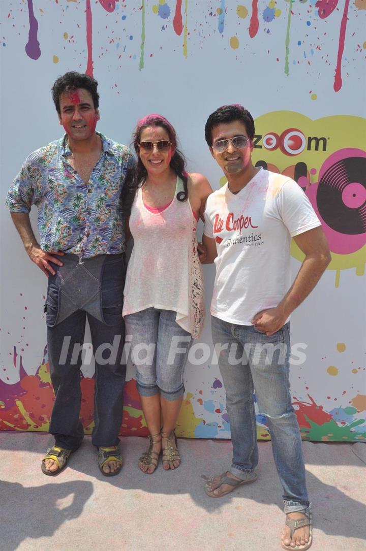 Karan Oberoi, Pooja Bedi, and Sachin Shroff at the Zoom Holi Party