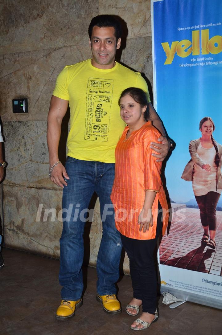 Salman Khan was seen at the Special screening of Marathi film Yellow with the actor of the film