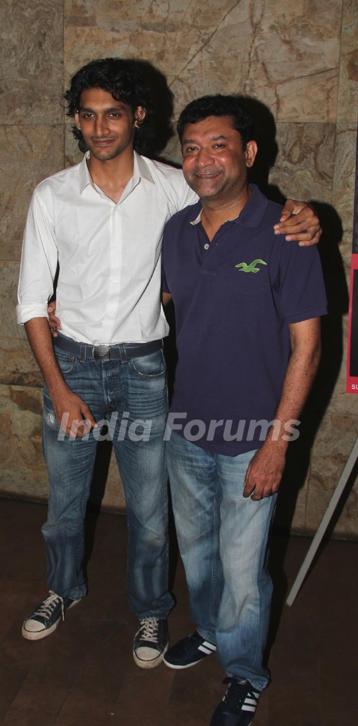 Ken Ghosh with his son at the premiere of his film at Lightbox Theatre