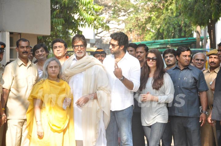 The Bachchan wife arrives to cast their vote at a polling station in Mumbai