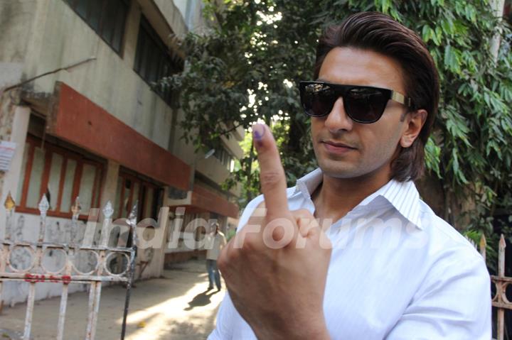 Ranveer Singh shows his inked finger