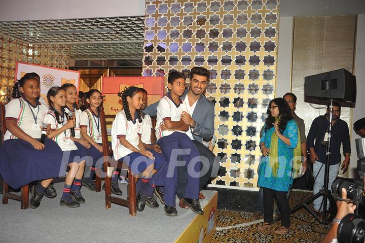 Arjun Kapoor joins the children at a P&G Shiksha event