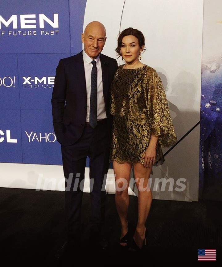 Sir Patrick Stweart with his wife at the Premiere