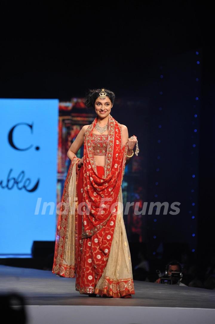 Divya Khosla walked the ramp at the 'Caring with Style' fashion show at NSCI