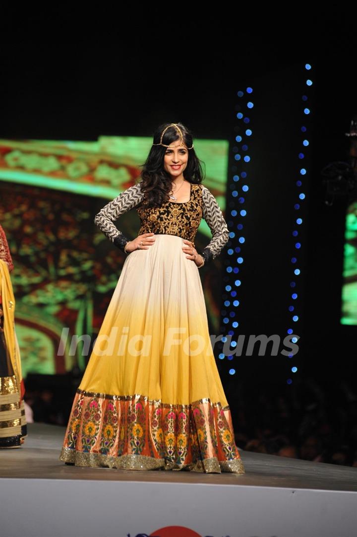 Shibani Kashyap walked the ramp at the 'Caring with Style' fashion show at NSCI