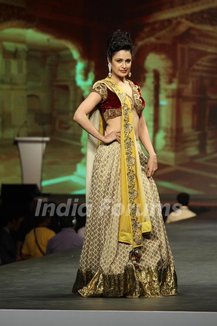 Yuvika Chaudhary walked the ramp at the 'Caring with Style' fashion show at NSCI