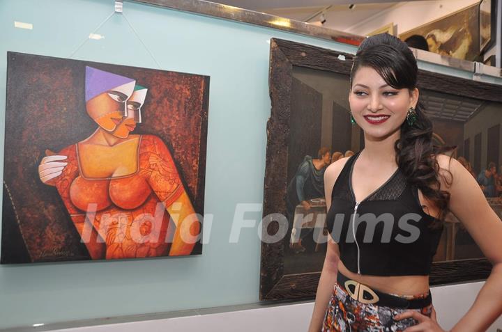 Urvashi Rautela at the inauguration of an art exhibition
