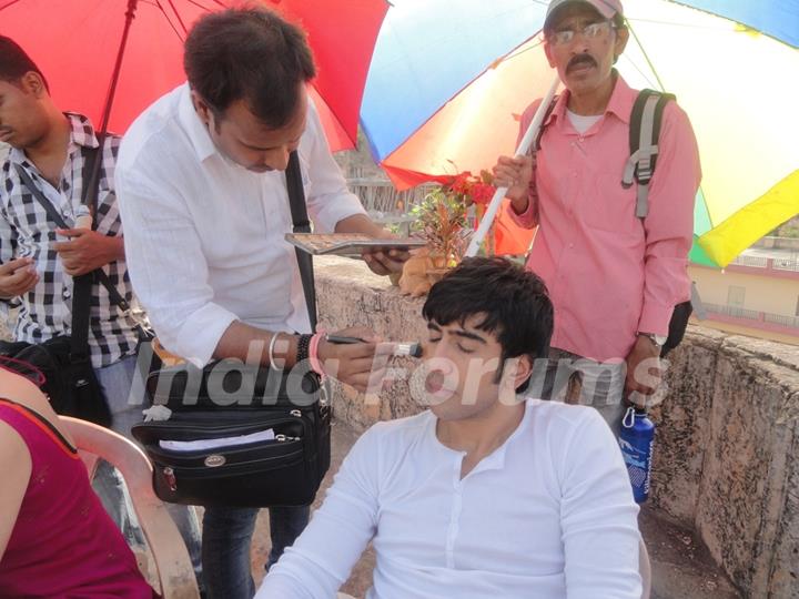 Amit Sadh gets his makeup done at the Shoot for a WildStone Commercial